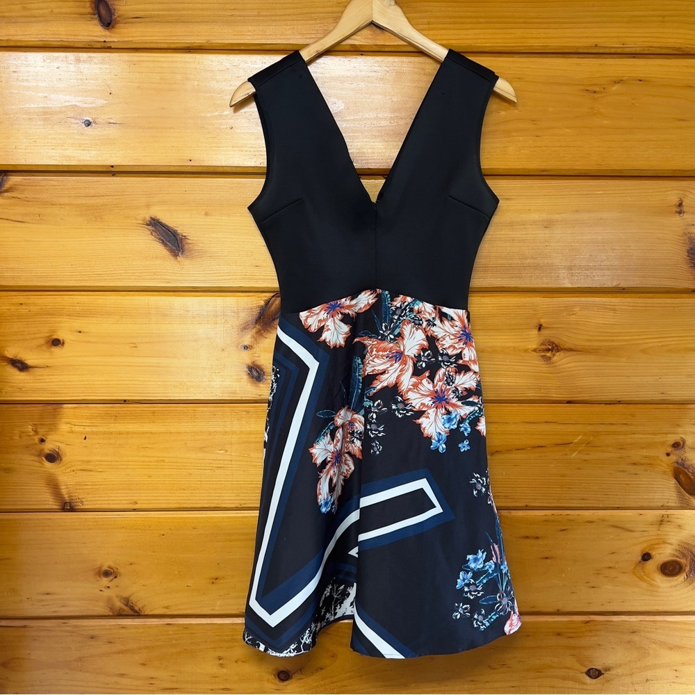 Clover Canyon Sleeveless V Neck Black and Multicolor Backless Dress M
